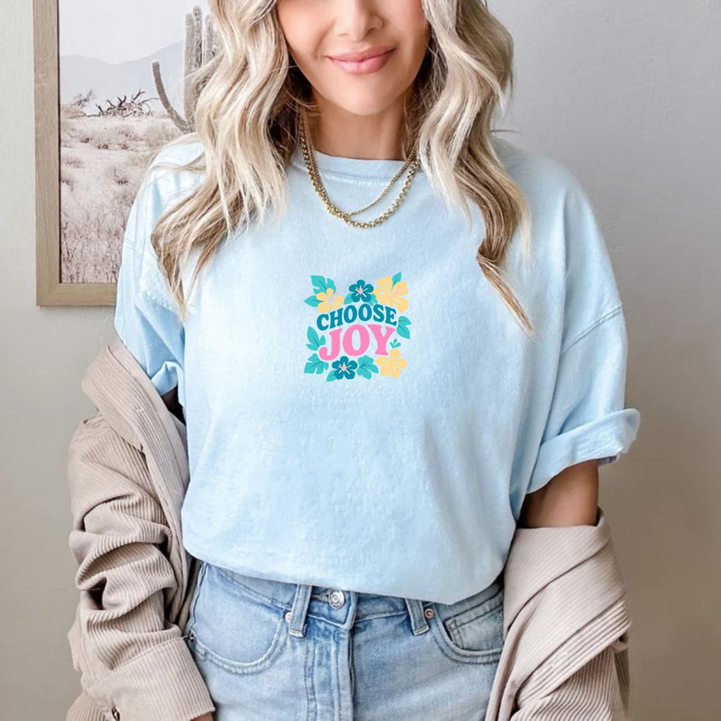Choose Joy Tshirt Chambray Blue