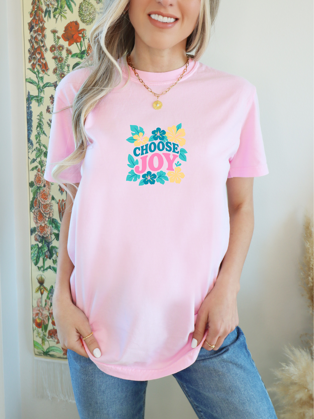 Choose Joy Tshirt Chambray Blue